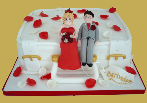 A Wedding Cake in the shape of a suitcase